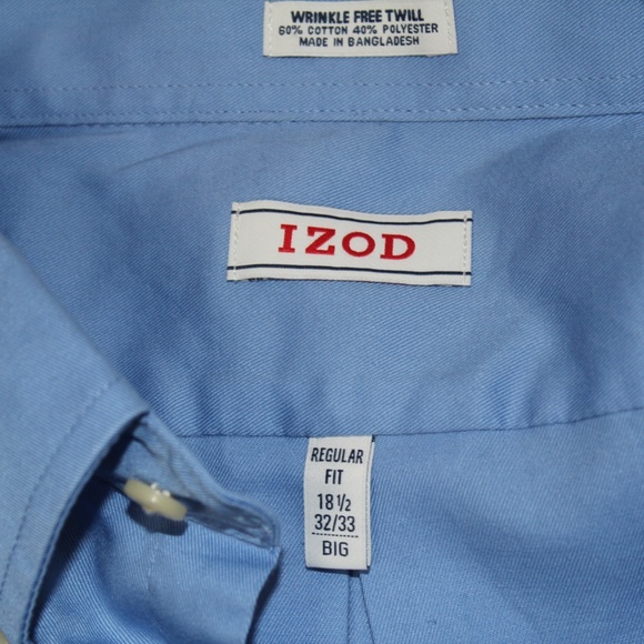 izod shirt 18 1/2 big  32/33 blue long sleeve - Picture 2 of 3